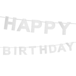 Girlanda Happy birthday stříbrná